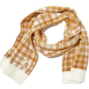 Timberland Knit Scarf Plaid Brown and Cream